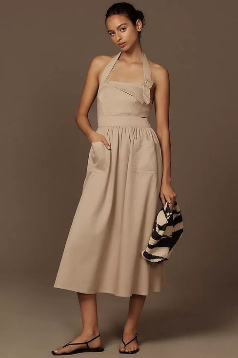 Anthropologie Dresses & Skirts - NWOT Anthropologie Porridge Halter Utility Midi Dress In Neutral Size Small